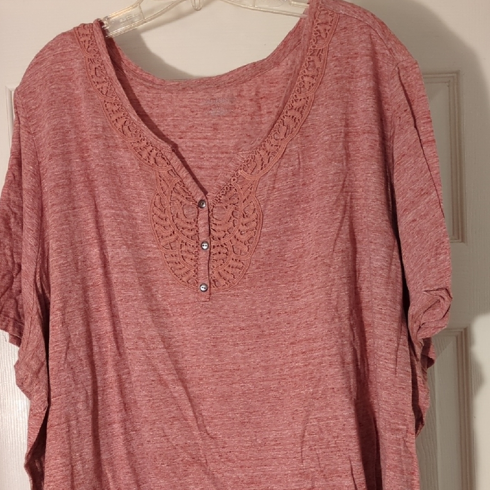 Catherines Lace Accent Blouse - Rose